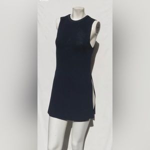 Wilfred Aritzia black long knit top sleeveless sweater tunic dress side slits XS